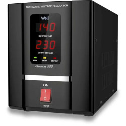Stabilizator Tensiune Servomotor Well Constant 500VA 300W | Afisaj Digital | Protectie Supratensiune