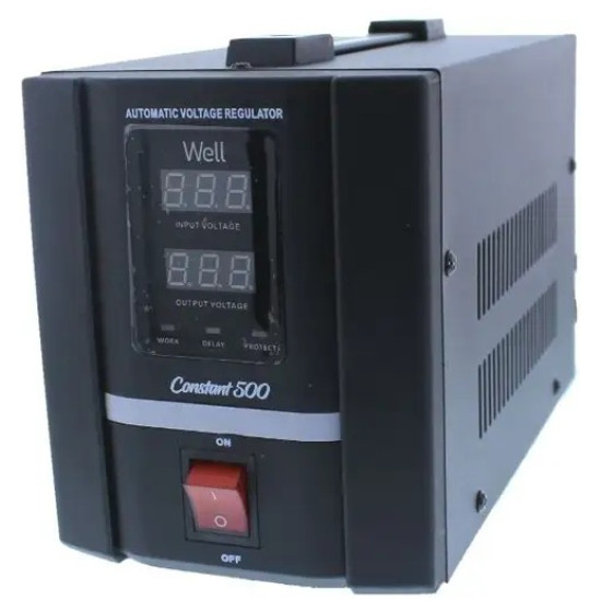 Stabilizator Tensiune Servomotor Well Constant 500VA 300W | Afisaj Digital | Protectie Supratensiune