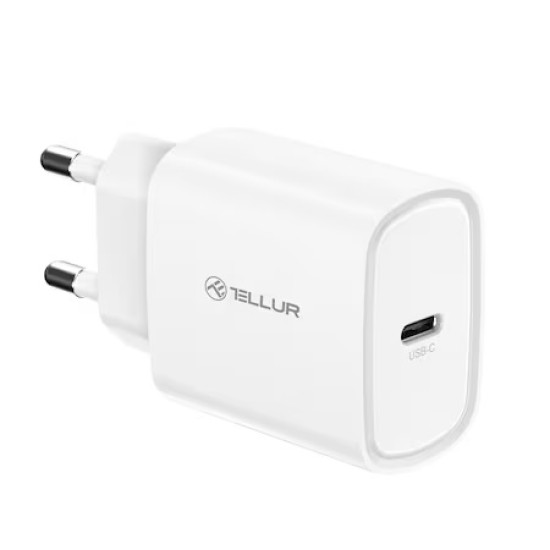 Incarcator priza ultra rapid Tellur 20W PD alb USB-C