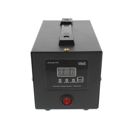 Stabilizator Tensiune cu Releu Well PowerUp 1000VA 600W | Afisaj Digital | Protectie Supratensiune
