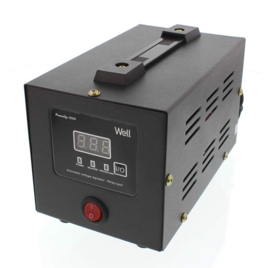 Stabilizator Tensiune cu Releu Well PowerUp 1000VA 600W | Afisaj Digital | Protectie Supratensiune