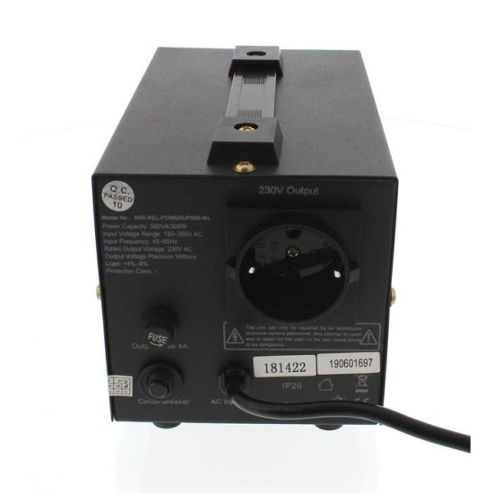 Stabilizator Tensiune cu Releu Well PowerUp 500VA 300W | Afisaj Digital | Protectie Supratensiune
