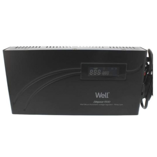 Stabilizator automat de tensiune cu releu Well Slim Power 1000VA/600W, orizontal