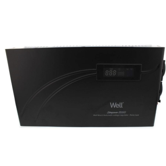 Stabilizator automat de tensiune cu releu Well Slim Power 2000VA/1200W, orizontal