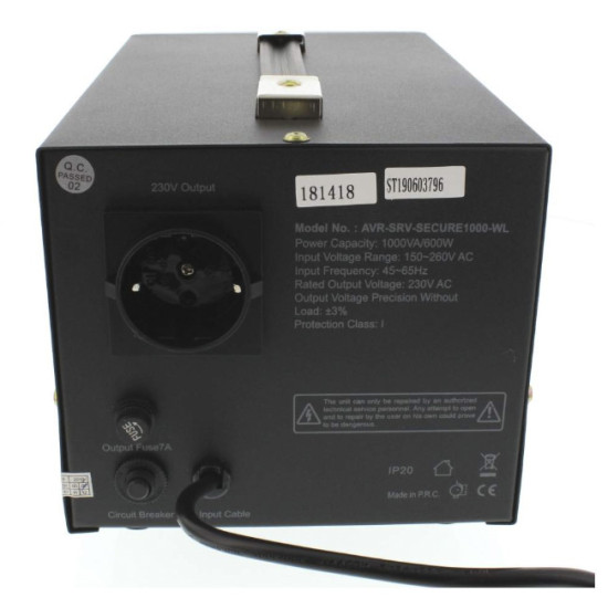 Stabilizator automat de tensiune cu servomotor Well Secure 1000VA/600W