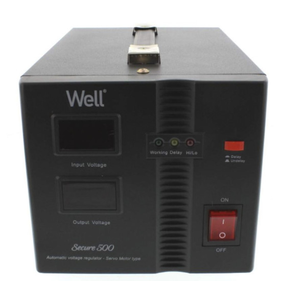 Stabilizator automat de tensiune cu servomotor Well Secure 500VA/300W