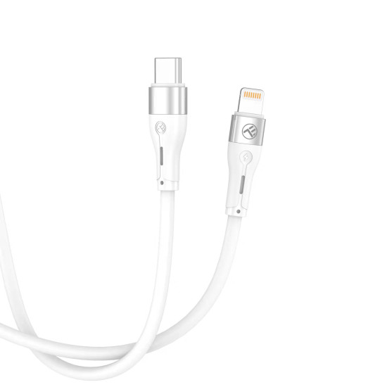 Cablu silicon Tellur Type-C to Lightning, PD30W, 1m, alb