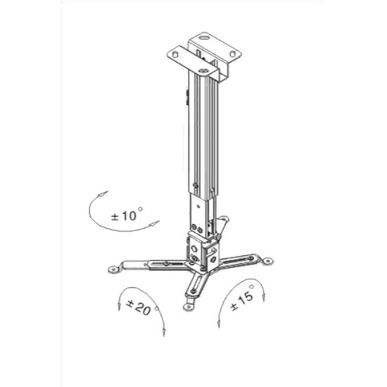Suport videoproiector tavan GATV2, reglabil 63-100 cm, max. 15 kg, alb
