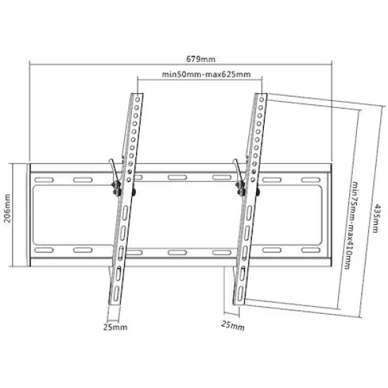 Suport TV de perete SBOX PLB-3446T, fix, 37''-70'', Negru