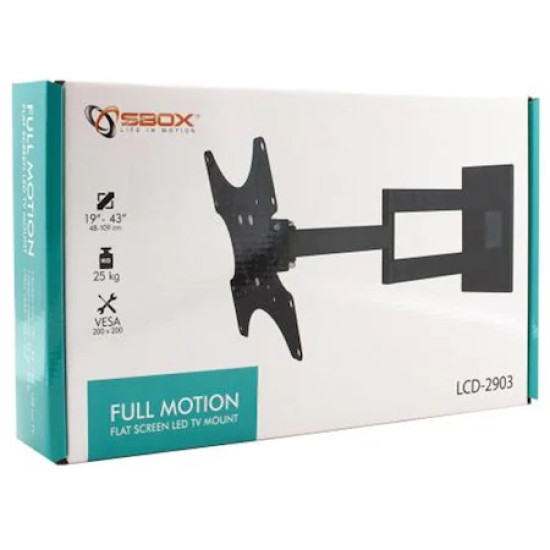 Suport TV de perete SBOX LCD-2903, reglabil, 19''-43'' , Negru
