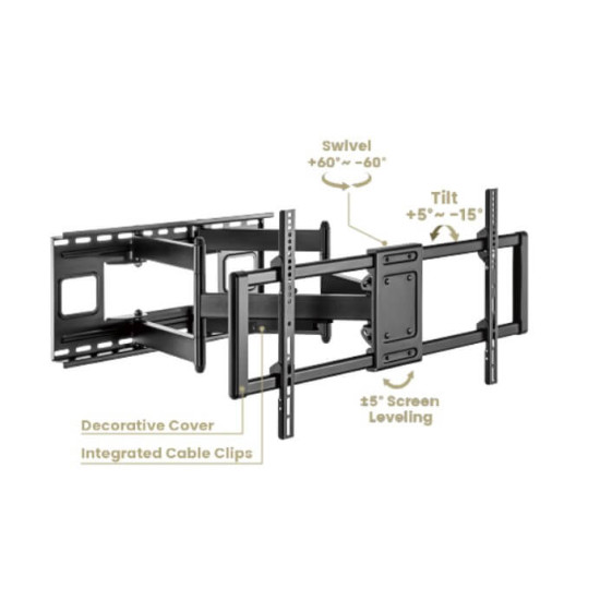 Suport TV de perete Full-Motion pentru ecrane mari, Blackmount BM-X77HD, 43”-100”, max.120 kg