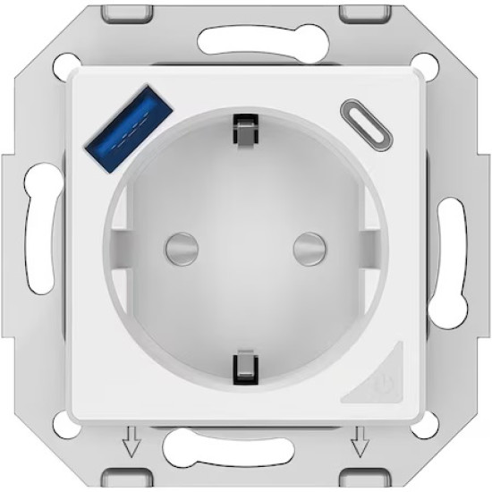 Priza de perete WiFi Tellur Smart, 3600W, 16A, PD20W, USB 18W, monit. consum, alb