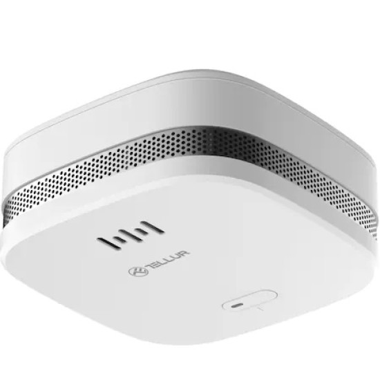 Senzor de fum Tellur, WiFi, Smart, CR123A, Alb