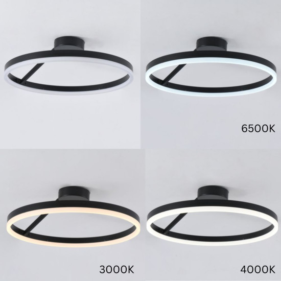 Plafoniera LED Aquila Negru 40W 2400lm, 2700K-6400K, 500mm | Alicoral.ro
