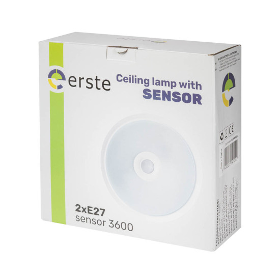 Plafoniera senzor PIR 2xE27 360gr IP20, Erste