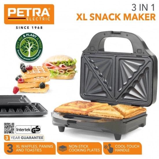 Aparat de sandwich 3 in 1 cu placi interschimbabile, pentru pregatire sandwich, grill sau waffe