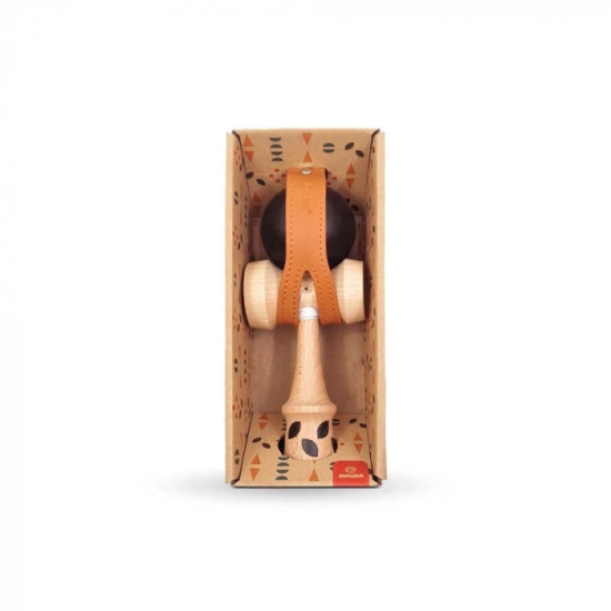 Joc de indemanare Kendama din lemn cu husa din piele, Svoora, neagru, Sv_23164