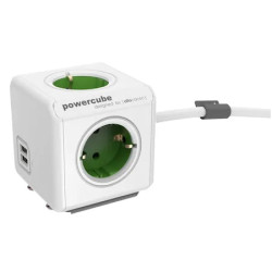 Prelungitor PowerCube Allocacoc  Extended, USB, 1.5m, Verde