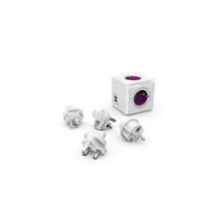 Priza PowerCube Allocacoc 1811, 2 porturi USB, 3 adaptoare + IEC EU cable DE