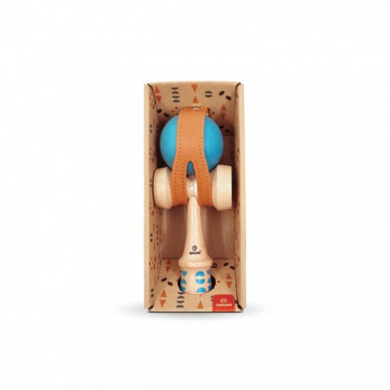 Joc de indemanare Kendama din lemn cu husa din piele, Svoora, albastru Sv_23163 Joc de indemanare Kendama din lemn cu husa din piele, Svoora, albastru Sv_23163