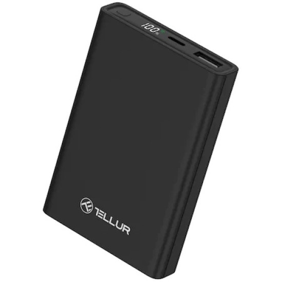 Baterie externa Tellur Compact Pro PD701 10000mAh QC3.0 22.5W + PD20W, LCD display, negru