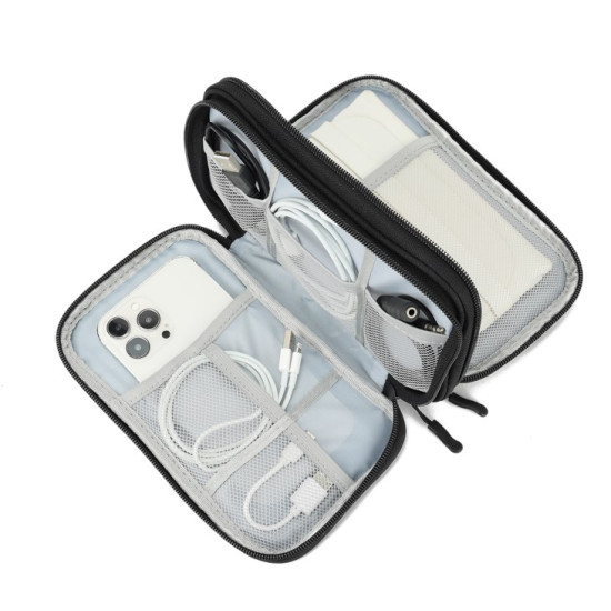Geanta Tellur pentru organizare cabluri si accesorii, 21x12.5x6cm, poliester, negru