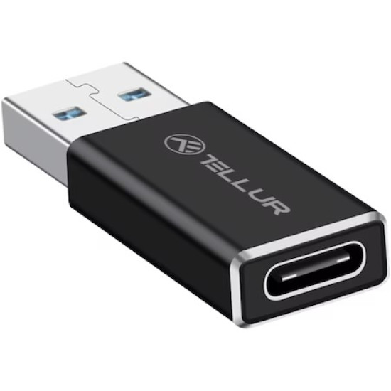 Adaptor Tellur USB-A (tata) la USB-C (mama), aluminiu