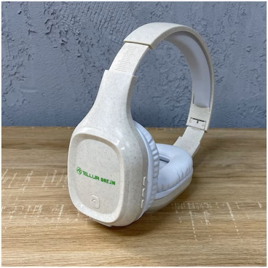 Casti Bluetooth Over-ear Tellur Green Pulse, Pliabile, Crem