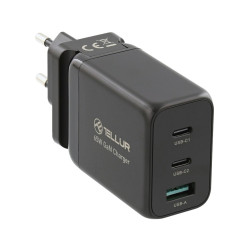 Incarcator priza Tellur, GaN 65W, 2xUSB-C + USB-A, EU,UK,US, negru