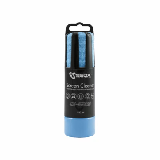 Solutie pentru curatat TV + microfibra albastru, SBOX, CS-5005, 150ml