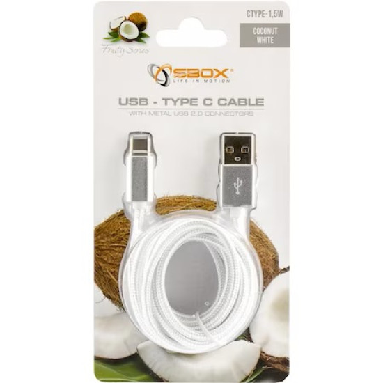 Cablu de date Sbox Fuity Bijeli USB - Type C, Alb