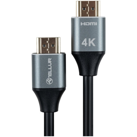 Cablu High Speed HDMI 2.0 Tellur, 4K, 18Gbps, tata-tata, Ethernet, aurit, 3m, negru