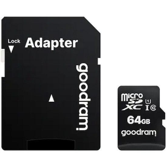 Card de memorie microSD Goodram 64GB,UHS I,cls 10 + adaptor, M1AA-0640R12