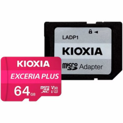 Card de memorie microSD Kioxia Exceria Plus (M303) 64GB,UHS I U3+ adaptor, LMPL1M064GG2