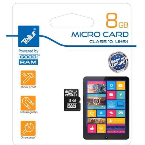 Card MicroSD 8GB Tellur by GOODRAM CLS 10
