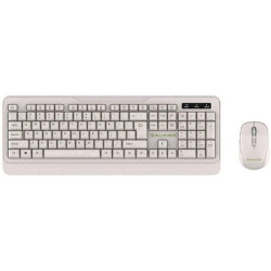 Kit tastatura si mouse fara fir Tellur Green, 2.4GHz, nano receiver, crem