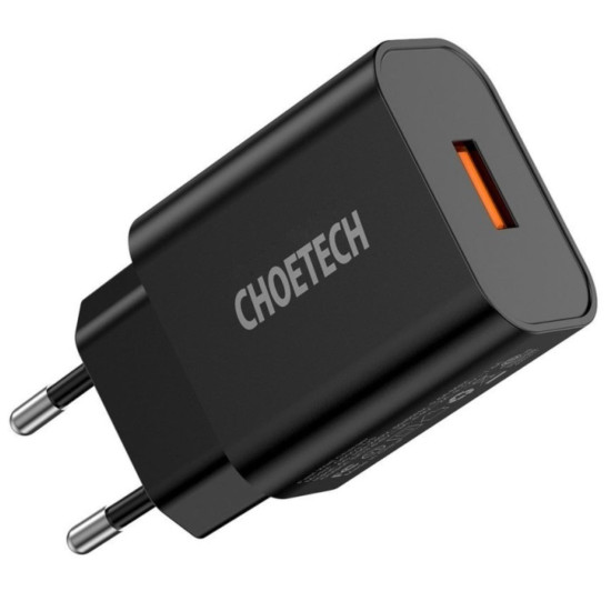 Choetech Incarcator Retea Mains Quick Charge USB-A,18W EU, 3.0A, Negru