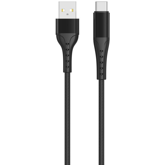 Lemontti Cablu Bending Aluminum USB-A la Type-C, Fast Charge, 1.5m, Negru