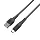 Lemontti Cablu Bending Aluminum USB-A la Type-C, Fast Charge, 1.5m, Negru