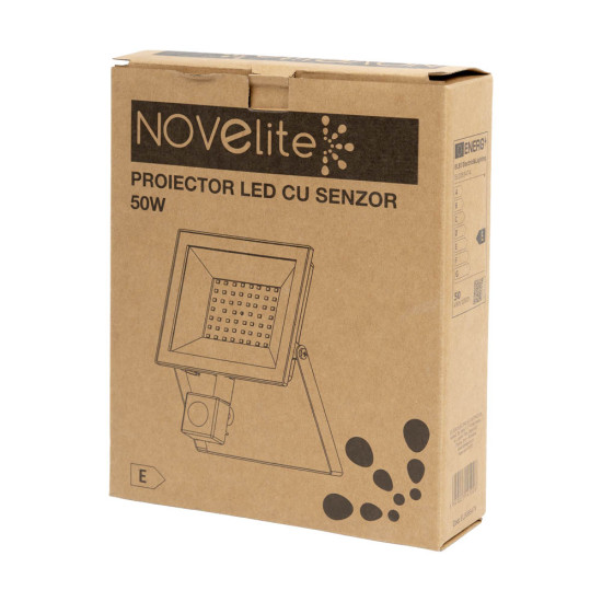 Proiector senzor slim LED SMD V4 50W 6500K IP65 Novelite