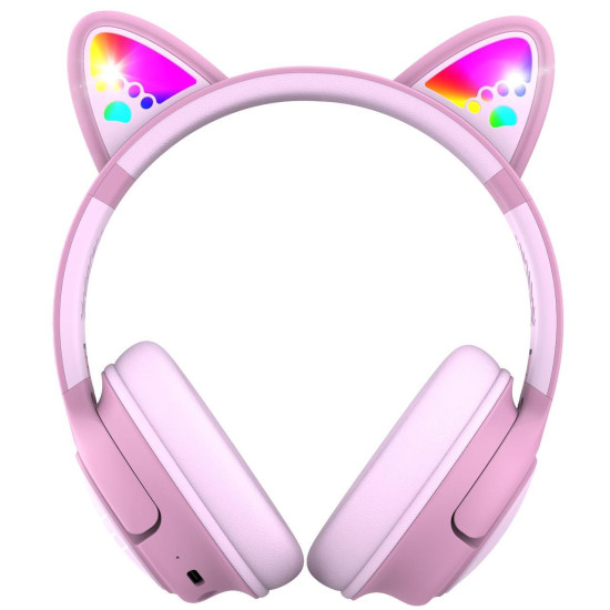  PowerLocus Casti pentru copii, Wireless, Bobo Cat Ears, Pink