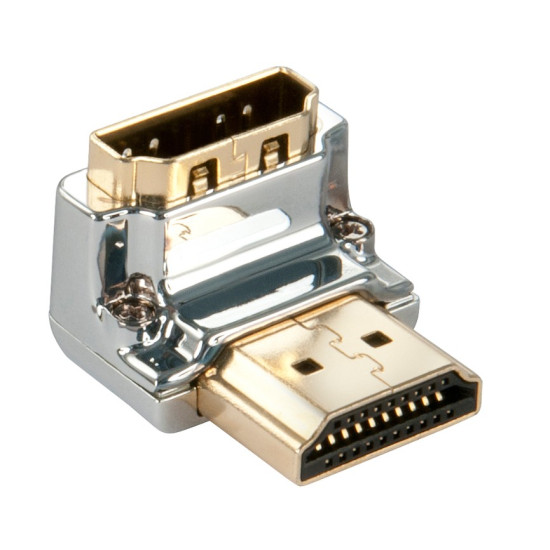 Adaptor HDMI tată la HDMI mamă cu unghi drept de 90 de grade - în jos, Lindy, Cromo 41505
