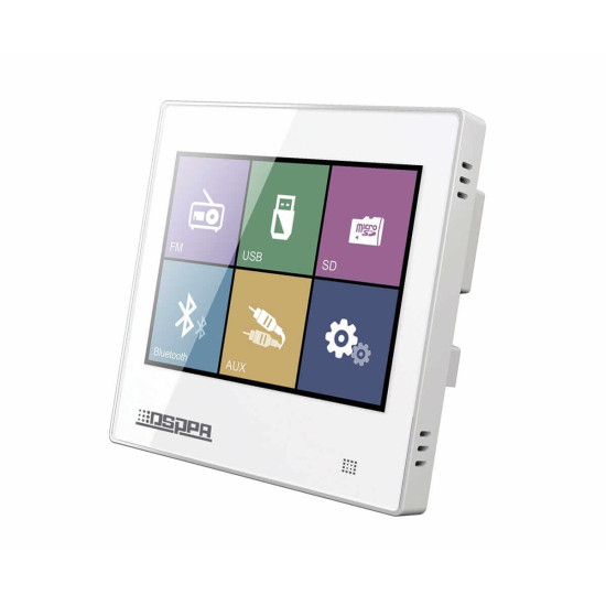 Amplificator stereo 20W de perete cu USB/SD/FM/BT cu ecran Touch, DSPPA DM837 Alb