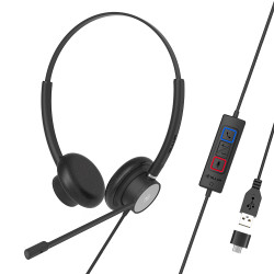 Casti cu fir Voice 320, Binaural, USB, Negru