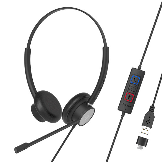 Casti cu fir Voice 320, Binaural, USB, Negru