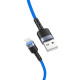 Cablu Lightning cu LED, nailon, 1..2m, albastru.