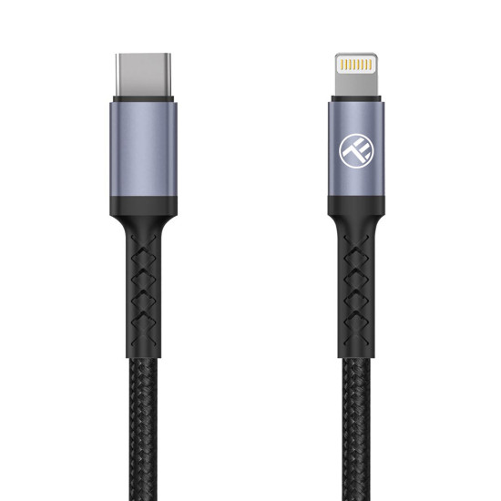 Cablu Type-C to Lightning, 3A, PD18W, 1m, nailon, negru