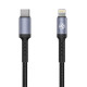 Cablu Type-C to Lightning, 3A, PD18W, 1m, nailon, negru