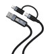 Cablu 4in1 USB/Type-C to Type-C (PD65W)/Lightning (PD20W), 1m, negru