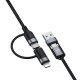 Cablu 4in1 USB/Type-C to Type-C (PD65W)/Lightning (PD20W), 1m, negru